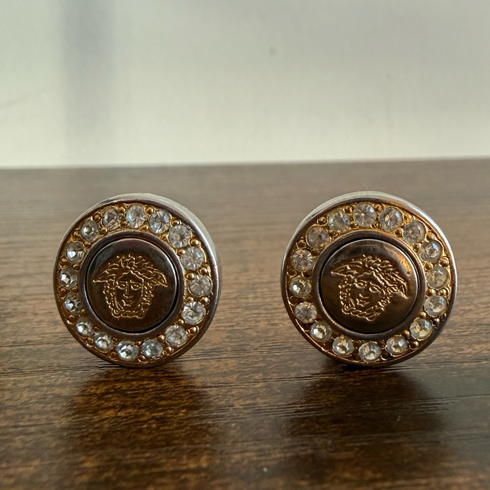 Versace Two Toned Clip-On Medusa Earrings - Picture 1 of 6